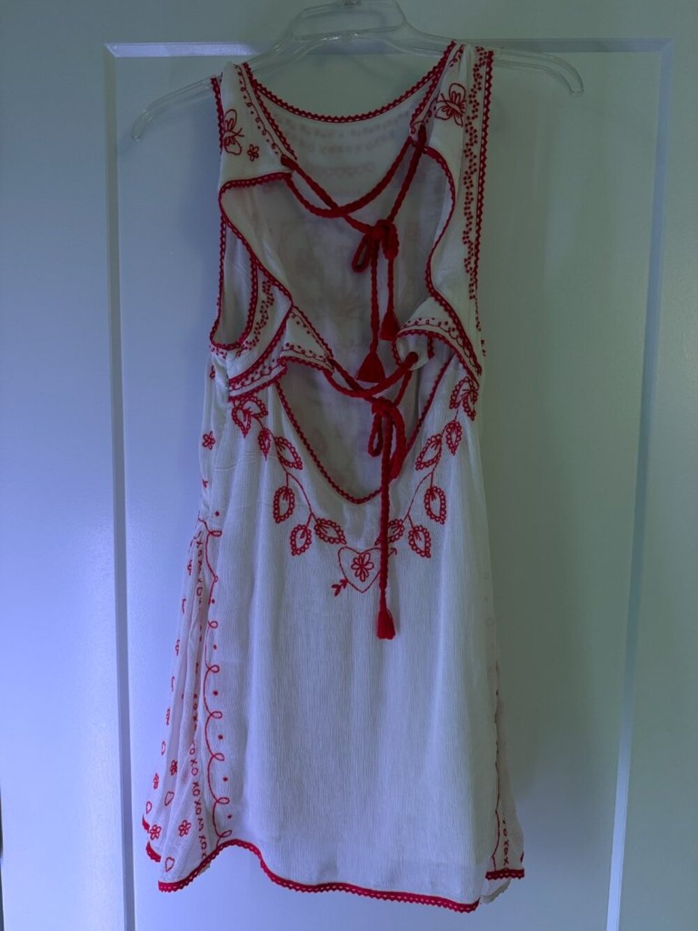 Free People Love Letters Mini Dress Sugar Swizzle Heart Embroidery XS NWOT - Picture 7 of 7